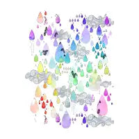 Rainbow drops on blue - design