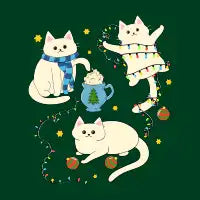 Helpful Winter Cats (white cats) - design