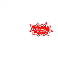 Charity Bomb logo red & white - design