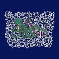 Green Octopus with Bubbles - design
