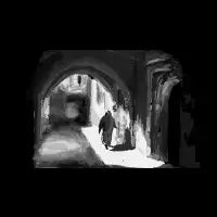 monk walking - design