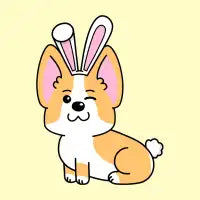 Corgi Easter Bunny Flirty - design