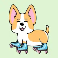 Corgi Rollerskating - design