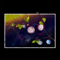 Planet Plant - Solar system on a branch with leaves - design