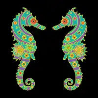 Seahorses, a facing pair - design