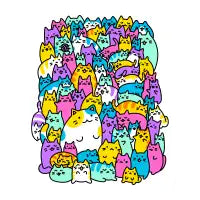 Doodletown Kitties - Neon - design