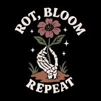 Rot Bloom Repeat Skeleton Floral Cycle T-Shirt - design