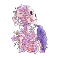 Skeleton and crow - design