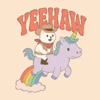 Yeehaw Cowboy Cat Riding Rainbow Unicorn - design