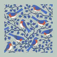 Bluebirds and Hawthorn Blossom - design