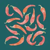 Red Chili Peppers on Teal Green - design
