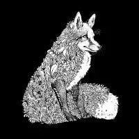 Fox Garden - Black Lineart - design