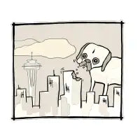 Giant Boxer attacks Seattle! - design