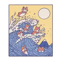 Corgis in wave - design