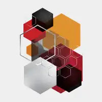 Abstract Hexagons Red Orange - design