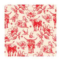Longhorn Bull Repeating Pattern With Sparrows & Magnolias For Texas Football Fans - design