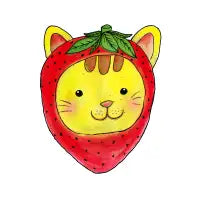 Hand Painted Strawberry Cat - design
