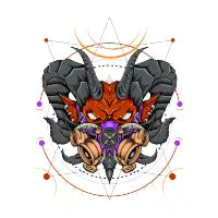 Devil head with angry face - design