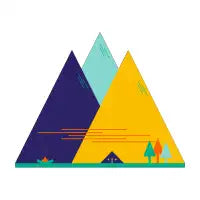 Minimalistic summer mountain scene - design