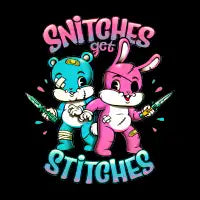 Snitches get Stitches Cute Cartoon - design