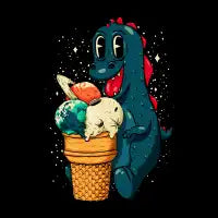 Baby Dino Eating Space Ice Cream | Planet Icecream - design
