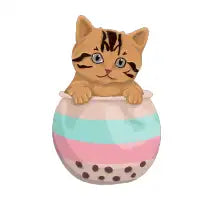 kitten in a boba drink - design