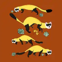 Black Footed Ferret with prairie dogs in orange T-Shirt - design