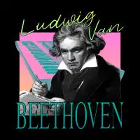 Ludwig Van Beethoven - Retro 80's Synth Wave Band Tee - design