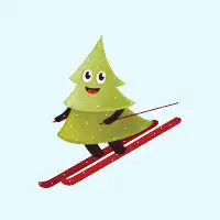 Skiing Cartoon Pine Tree - design