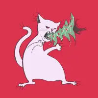 White Fat Cat Eats Christmas Tree T-Shirt - design