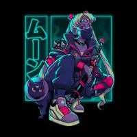 Neon Waxing Moon - design