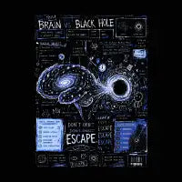 Brain vs Black Hole - Escape the Scroll - Digital Detox Blueprint Art - design