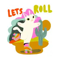 lets roller skate cat - design