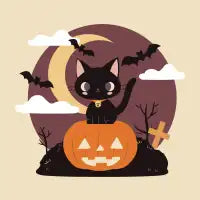 Spooky Black Cat on a Pumpkin - design