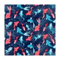 Navy Oriental Fishes - design