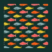 Colorful Fish Pattern Teal Background - design