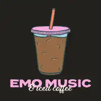 Emo Music & Iced Coffee Illustrated Pink Cup Dark Background - design
