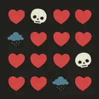Emo Hearts, Skulls, and Rainclouds - design