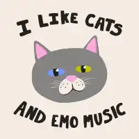I Like Cats and Emo Music Gray - design