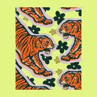 Large Tiger Print Pattern on Light Green Background Fine Art Print - design
