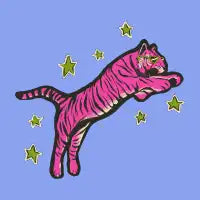 Pink Retro Leaping Tiger with Heart Sunglasses - design