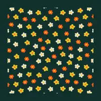 Retro Ditsy Floral Daisy Pattern in Dark Teal - design