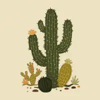 Vintage Desert Saguaro Cactus Botanical Art - design