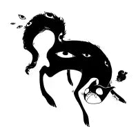 Black Many Eyed Goth Cat - design
