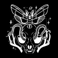 Cat Skull, Death Head Moth, Snake, & Antlers - design