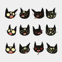 Creepy Cute Black Cat Faces - design