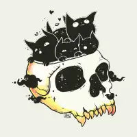 Skull Full Of Black Cat Kittens - design