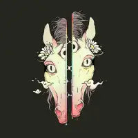 Split Face Horse, Surreal Artwork - design