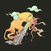 Strange Cat And Snake Surreal Art - design