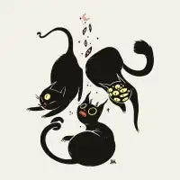 Three Weird Cats. Gothic Dark Art - design